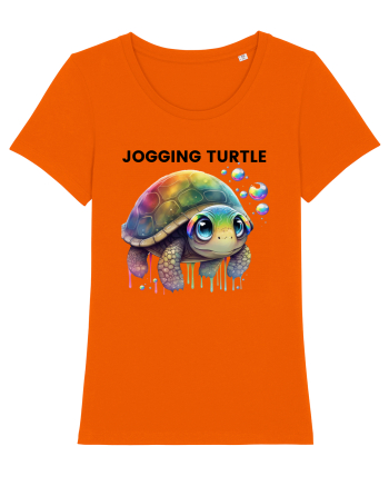 Broasca testoasa pictata in acuarela cu mesajul Jogging Turtle Bright Orange
