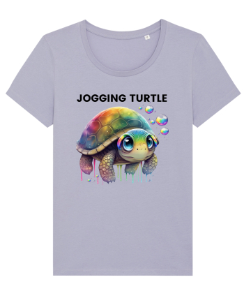 Broasca testoasa pictata in acuarela cu mesajul Jogging Turtle Lavender