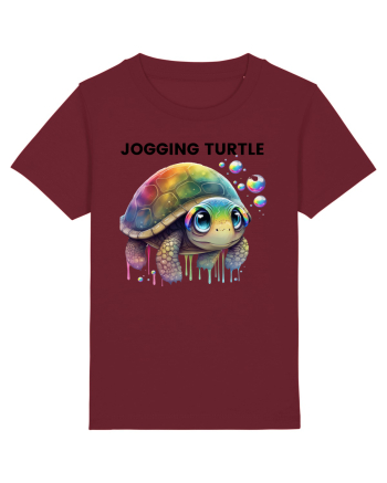 Broasca testoasa pictata in acuarela cu mesajul Jogging Turtle Burgundy