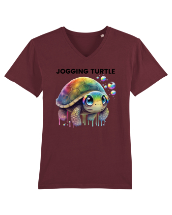 Broasca testoasa pictata in acuarela cu mesajul Jogging Turtle Burgundy