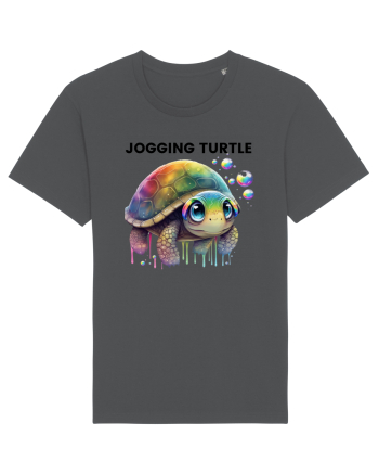 Broasca testoasa pictata in acuarela cu mesajul Jogging Turtle Anthracite