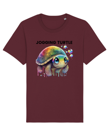 Broasca testoasa pictata in acuarela cu mesajul Jogging Turtle Burgundy