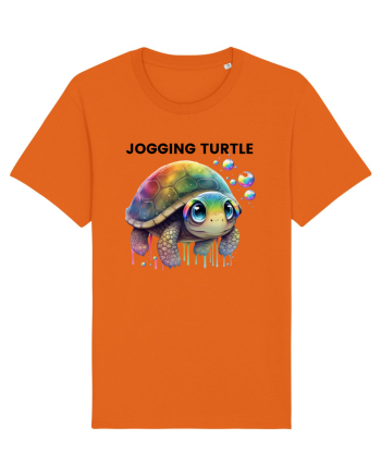Broasca testoasa pictata in acuarela cu mesajul Jogging Turtle Bright Orange