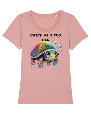 Broasca testoasa pictata in acuarela cu mesajul Catch Me If You Can Canyon Pink
