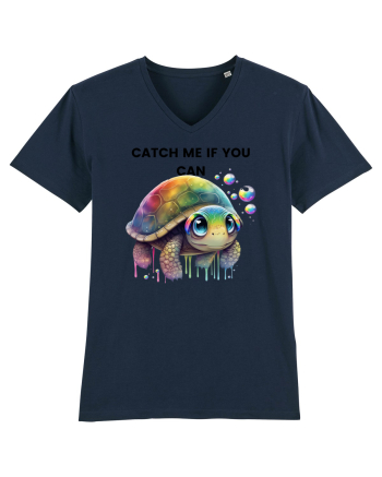 Broasca testoasa pictata in acuarela cu mesajul Catch Me If You Can French Navy