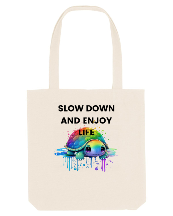 Broasca testoasa pictata in acuarela cu mesajul  Slow Down and Enjoy Life Natural