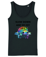Broasca testoasa pictata in acuarela cu mesajul  Slow Down and Enjoy Life Maiou Damă Dreamer
