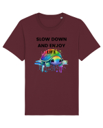 Broasca testoasa pictata in acuarela cu mesajul  Slow Down and Enjoy Life Tricou mânecă scurtă Unisex Rocker