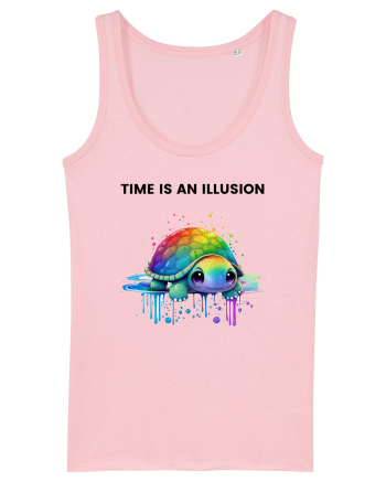 Broasca testoasa pictata in acuarela cu mesajul  Time is an Illusion Cotton Pink