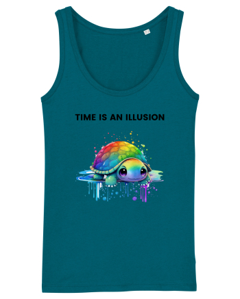 Broasca testoasa pictata in acuarela cu mesajul  Time is an Illusion Ocean Depth