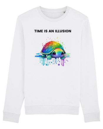 Broasca testoasa pictata in acuarela cu mesajul  Time is an Illusion White
