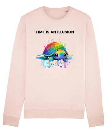 Broasca testoasa pictata in acuarela cu mesajul  Time is an Illusion Candy Pink