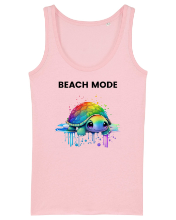 Broasca testoasa pictata in acuarela cu mesajul  Beach Mode Cotton Pink
