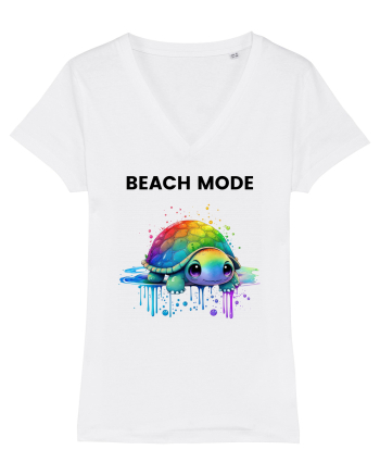 Broasca testoasa pictata in acuarela cu mesajul  Beach Mode White