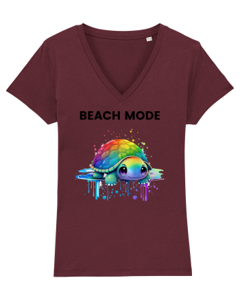 Broasca testoasa pictata in acuarela cu mesajul  Beach Mode Burgundy