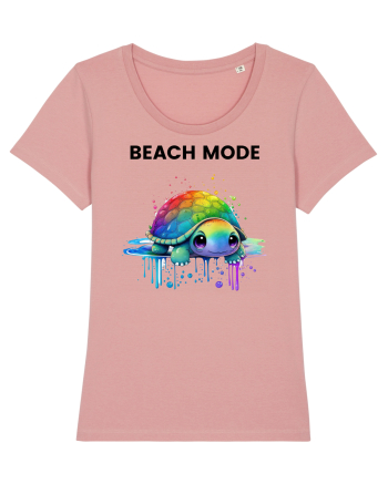 Broasca testoasa pictata in acuarela cu mesajul  Beach Mode Canyon Pink