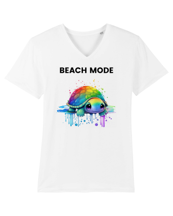 Broasca testoasa pictata in acuarela cu mesajul  Beach Mode White