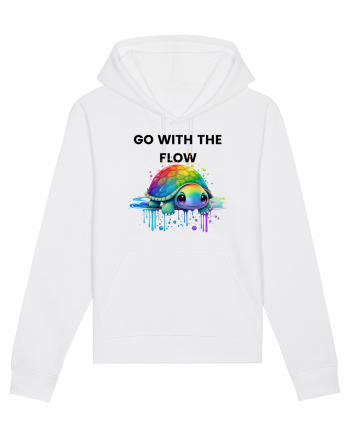 Broasca testoasa pictata in acuarela cu mesajul  Go with the Flow White