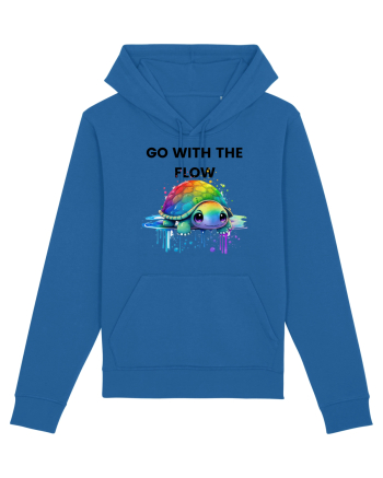 Broasca testoasa pictata in acuarela cu mesajul  Go with the Flow Royal Blue