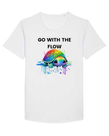 Broasca testoasa pictata in acuarela cu mesajul  Go with the Flow White