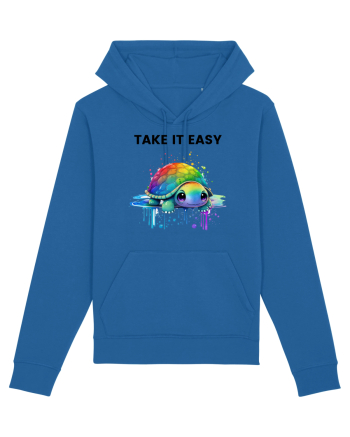 Broasca testoasa pictata in acuarela cu mesajul  Take it Easy Royal Blue
