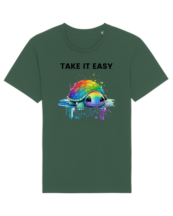 Broasca testoasa pictata in acuarela cu mesajul  Take it Easy Bottle Green