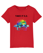 Broasca testoasa pictata in acuarela cu mesajul  Take it E.Z. Tricou mânecă scurtă  Copii Mini Creator