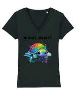 Broasca testoasa pictata in acuarela cu mesajul Wait, What? Tricou mânecă scurtă guler V Damă Evoker