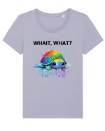 Broasca testoasa pictata in acuarela cu mesajul Wait, What? Tricou mânecă scurtă guler larg fitted Damă Expresser