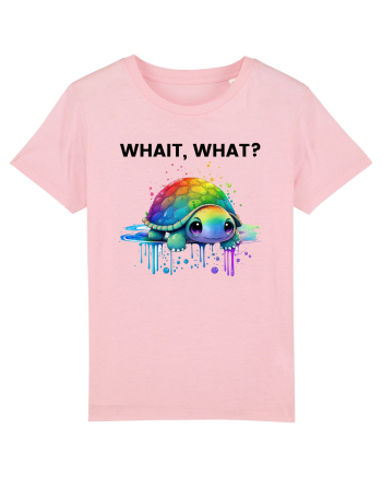 Broasca testoasa pictata in acuarela cu mesajul Wait, What? Cotton Pink