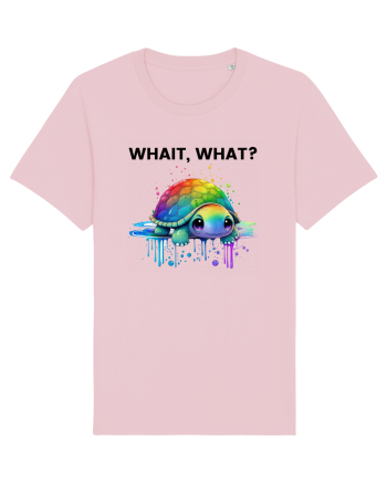 Broasca testoasa pictata in acuarela cu mesajul Wait, What? Cotton Pink