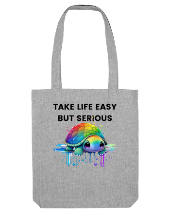 Broasca testoasa pictata in acuarela cu mesajul Take Life Easy but Serious Heather Grey