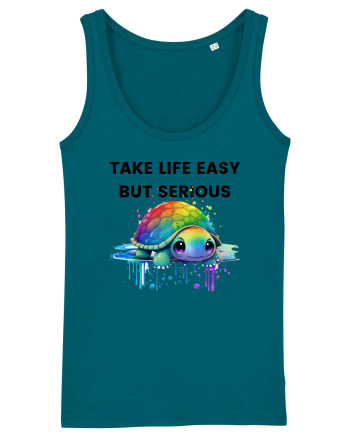 Broasca testoasa pictata in acuarela cu mesajul Take Life Easy but Serious Ocean Depth