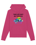 Broasca testoasa pictata in acuarela cu mesajul Take Life Easy but Serious Hanorac Unisex Drummer