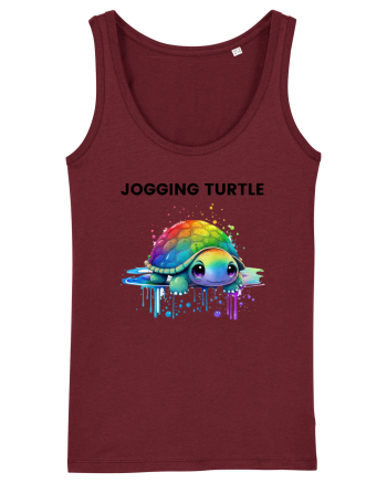 Broasca testoasa pictata in acuarela cu mesajul Jogging Turtle Burgundy