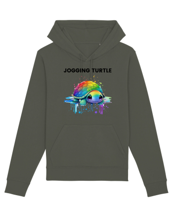 Broasca testoasa pictata in acuarela cu mesajul Jogging Turtle Khaki
