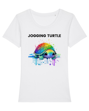Broasca testoasa pictata in acuarela cu mesajul Jogging Turtle White