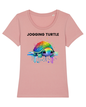 Broasca testoasa pictata in acuarela cu mesajul Jogging Turtle Canyon Pink