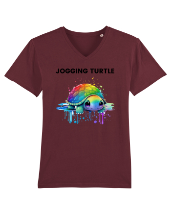 Broasca testoasa pictata in acuarela cu mesajul Jogging Turtle Burgundy