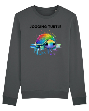 Broasca testoasa pictata in acuarela cu mesajul Jogging Turtle Anthracite