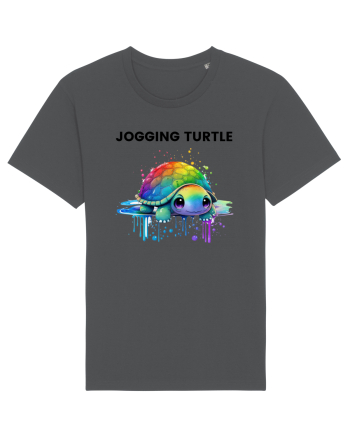 Broasca testoasa pictata in acuarela cu mesajul Jogging Turtle Anthracite