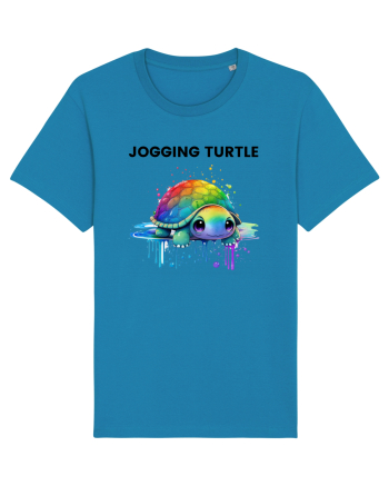 Broasca testoasa pictata in acuarela cu mesajul Jogging Turtle Azur