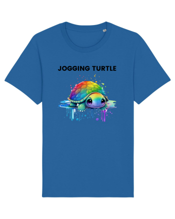 Broasca testoasa pictata in acuarela cu mesajul Jogging Turtle Royal Blue