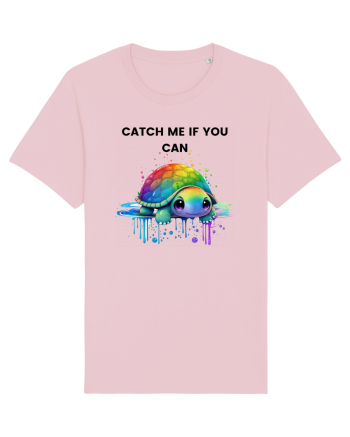 Broasca testoasa pictata in acuarela cu mesajul Catch Me If You Can Cotton Pink