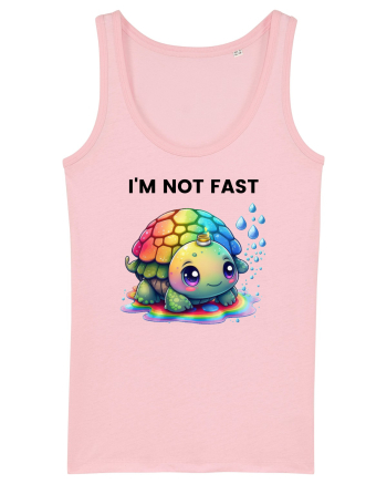 Broasca testoasa pictata in acuarela cu mesajul   I'm not fast Cotton Pink