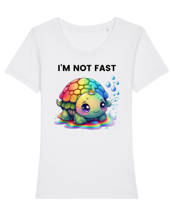 Broasca testoasa pictata in acuarela cu mesajul   I'm not fast White
