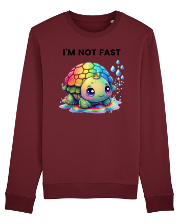 Broasca testoasa pictata in acuarela cu mesajul   I'm not fast Burgundy
