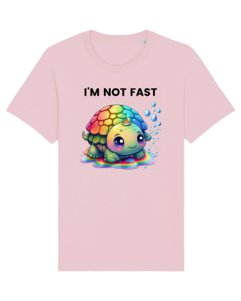 Broasca testoasa pictata in acuarela cu mesajul   I'm not fast Cotton Pink
