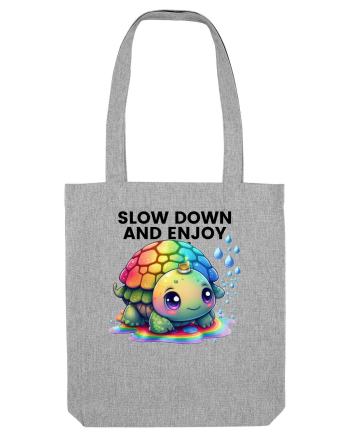 Broasca testoasa pictata in acuarela cu mesajul  Slow Down and Enjoy Life Heather Grey