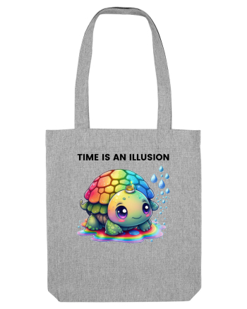 Broasca testoasa pictata in acuarela cu mesajul  Time is an Illusion Heather Grey